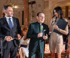 Ambasciatore d'Italia nel Principato di Monaco Giulio Aliamo, lo stilista Franco Puppato e la presentatrice Elisabetta Gregoraci
